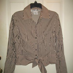 Carlisle vintage Y2K striped tie front blouse size 12